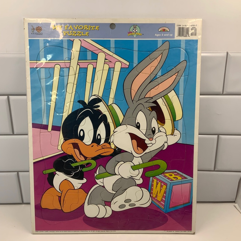 Vintage 1997 Baby Looney Tunes Bugs Bunny Daffy Duck Frame Tray Puzzle Landoll's